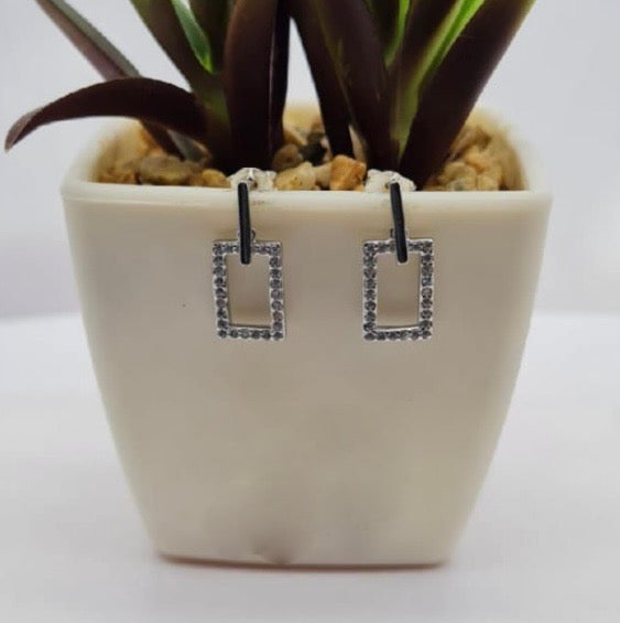 Square pavé drop earrings