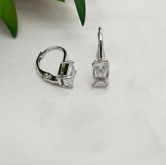Comfy Drop Earrings With Rectangular Cubic Zirconia