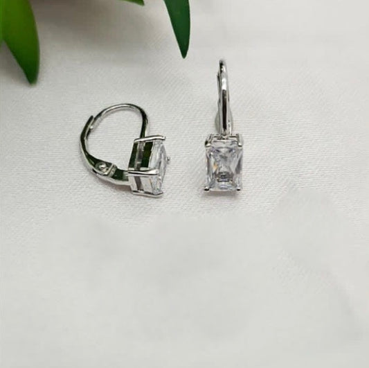 Comfy drop earrings with rectangular cubic zirconia