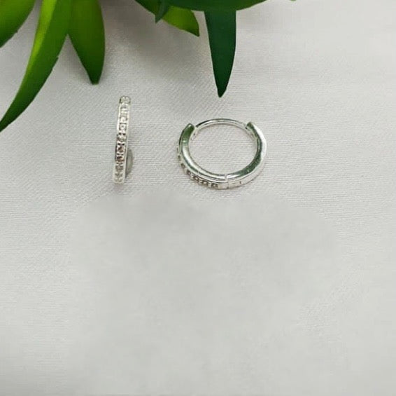 14mm Huggies with cubic zirconia detail