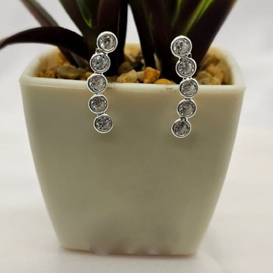 Sterling silver creepers with 5 cubic zirconia tubes