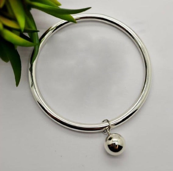 5X65Mm Sterling Silver Bangle With Ball
