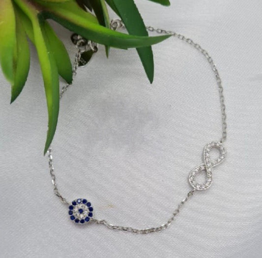 Evil eye/infinity bracelet with cubic zirconia detail