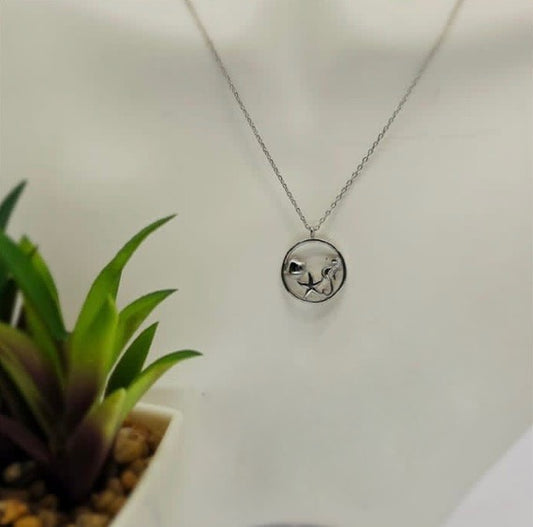 Sterling silver necklace with sea animals in circle
