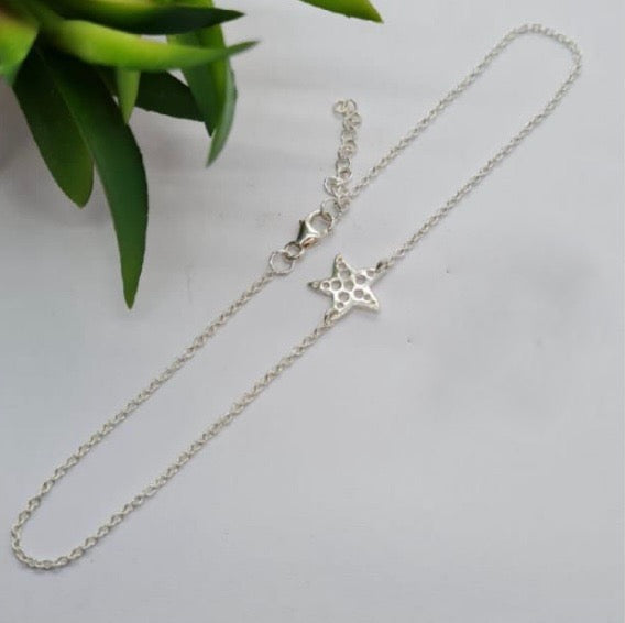 Sterling silver anklet with star