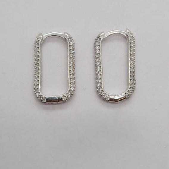 Rectangular Huggys With Cubic Zirconia Pavé