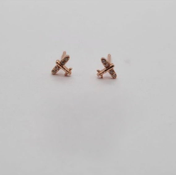Rose Gold  Aircraft Stud Earrings