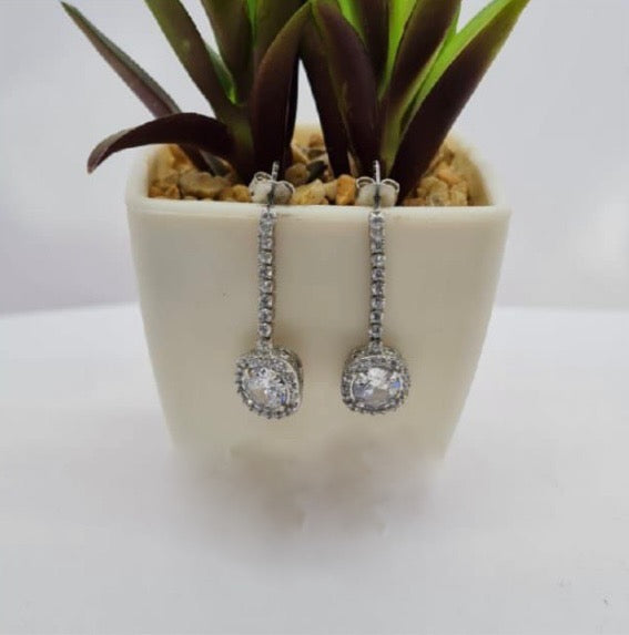 Pretty drop earrings with cubic zirconia squares on end