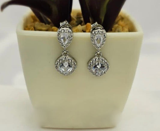 Double drop earrings with stunning cubic zirconia