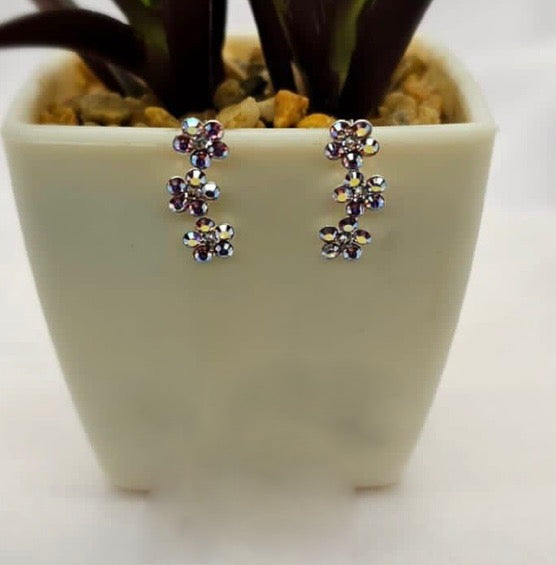 Sterling Silver Creeper Earrings With Cubic Zirconia