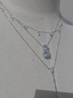 Sterling Silver Necklace With Double Large Clear Stones