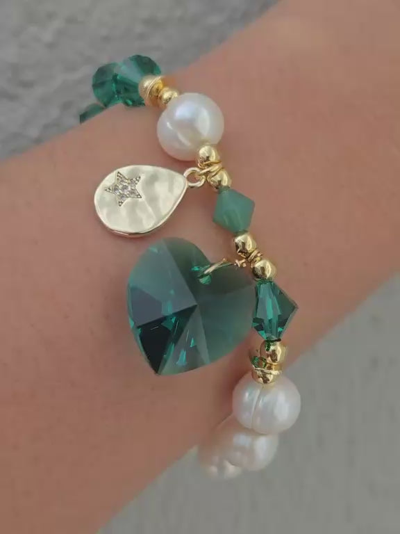 Green and Gold pearl bracelet