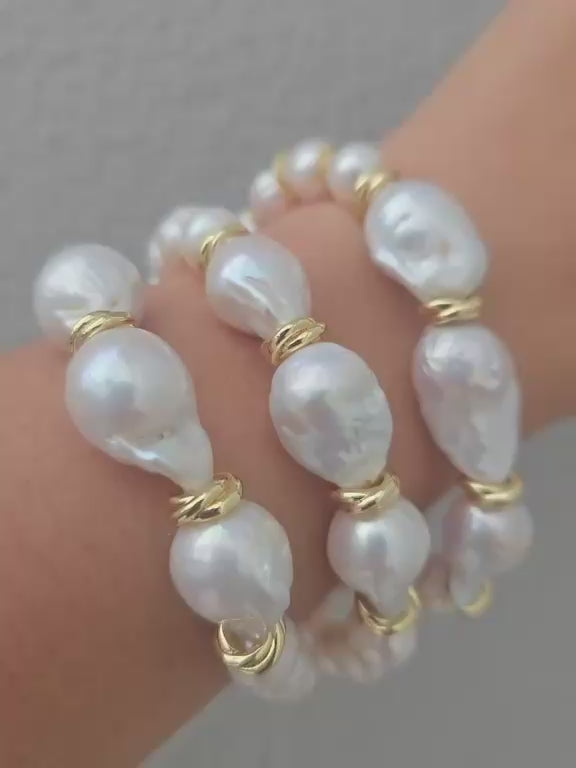 Large Baroque pearl bracelet (There are three on our modals arm)