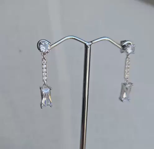 Beautyfull 26Mm Drops With Cubic Zirconia Pavé And Rectangular Stone