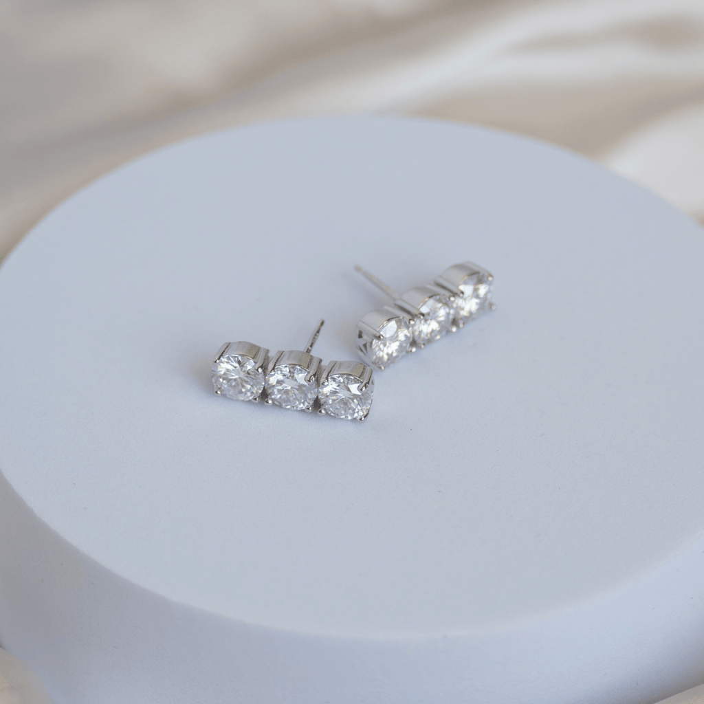 Statement earrings with 6x1.0ct Moissanite stones(with GRA Certificate) - Terciany 