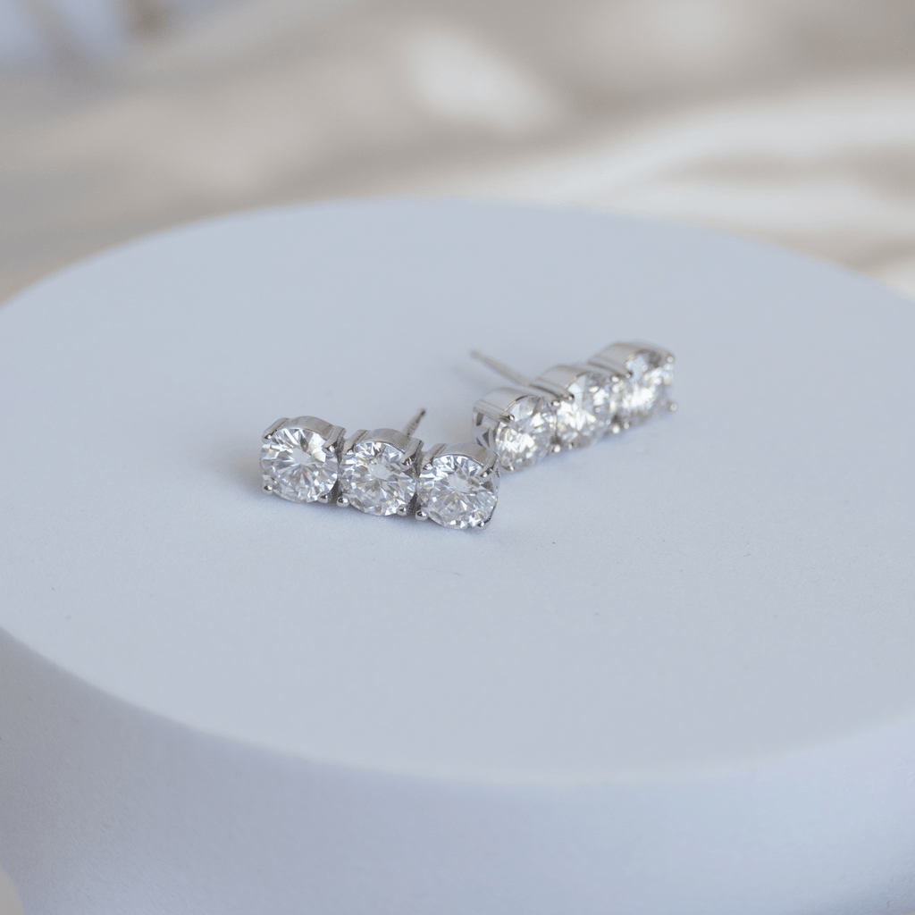 Statement earrings with 6x1.0ct Moissanite stones(with GRA Certificate) - Terciany 