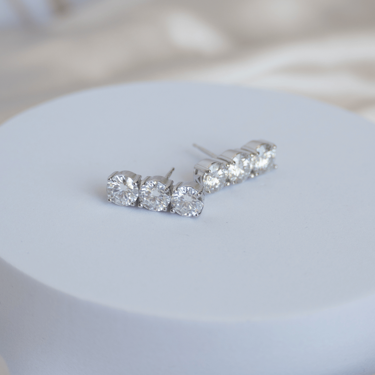 Statement earrings with 6x1.0ct Moissanite stones(with GRA Certificate)