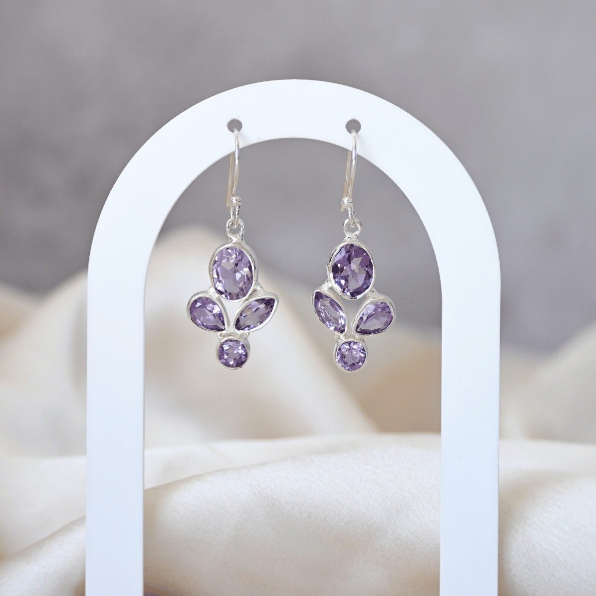 Amethyst flower drop earrings