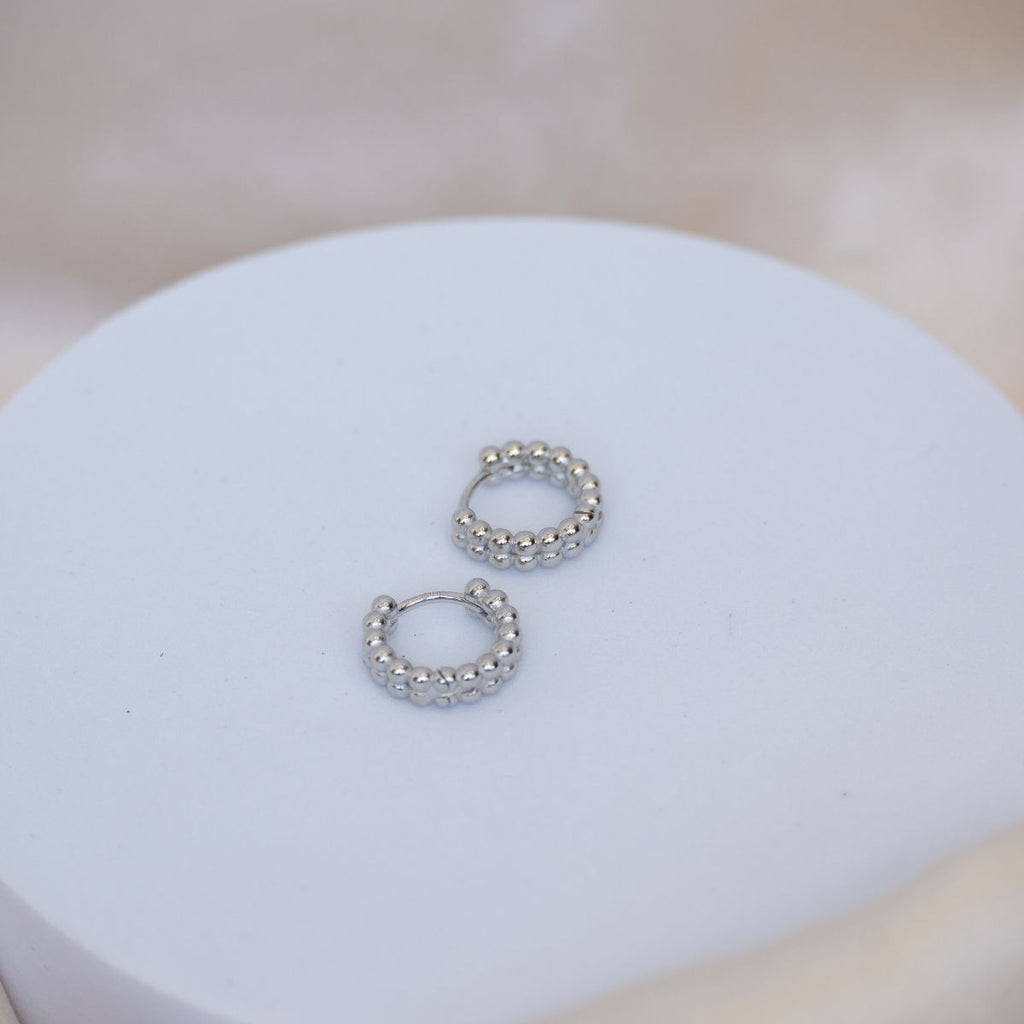 Double Bobble silver Huggy earrings - Terciany 