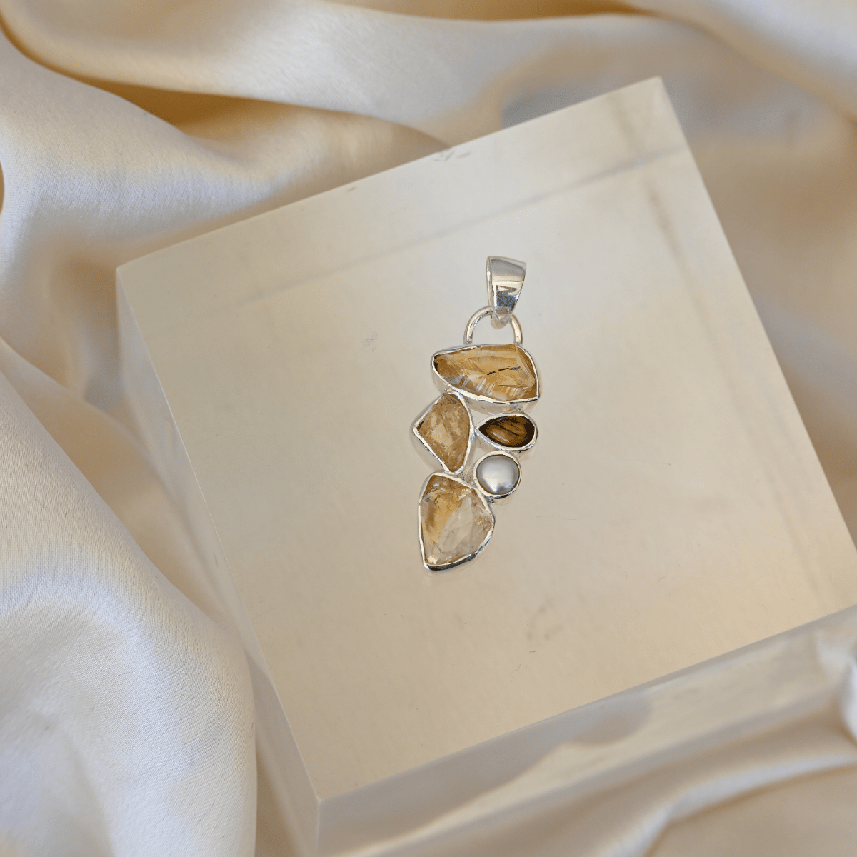 Citrine pearl combination pendant