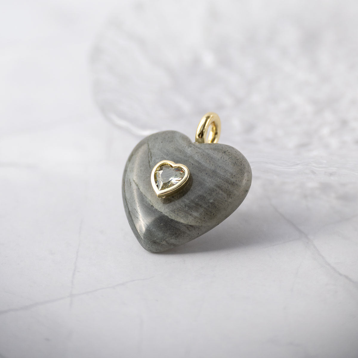Labradorite semi precious stone heart pendant