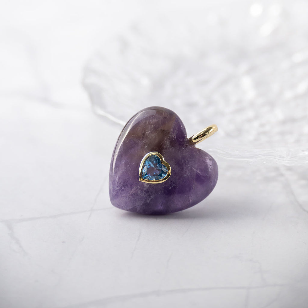 Amethyst Semi Precious stone heart pendant