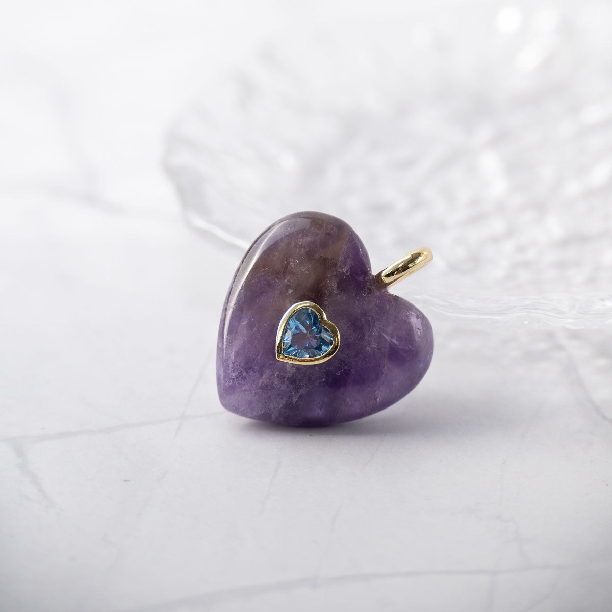Amethyst Semi Precious stone heart pendant