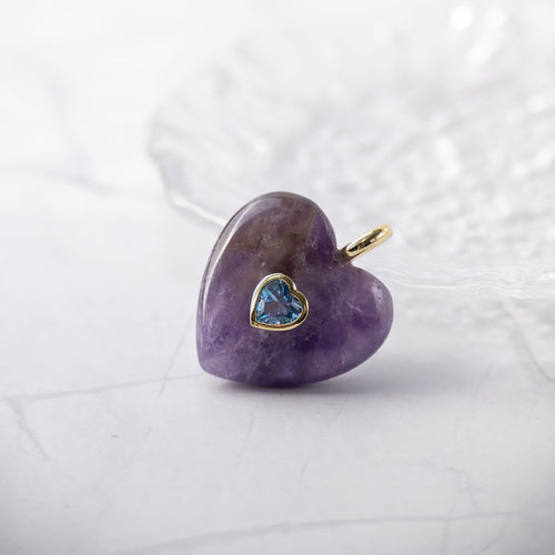 Amethyst Semi Precious stone heart pendant - Terciany 