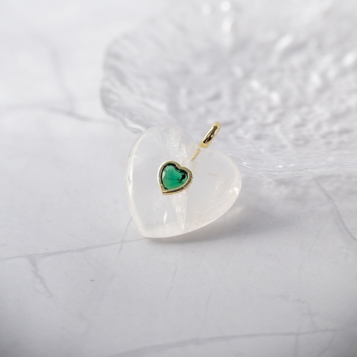 White Quartz Semi Precious stone Heart Pendant