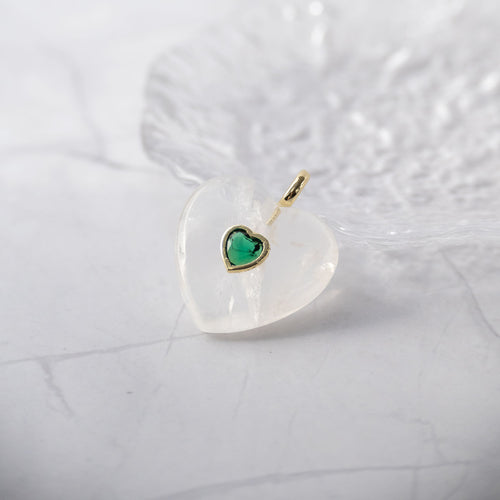 White Quartz Semi Precious stone Heart Pendant - Terciany 