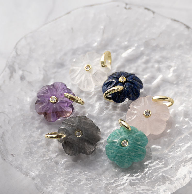 Amazonite Semi Precious Flower Pendant