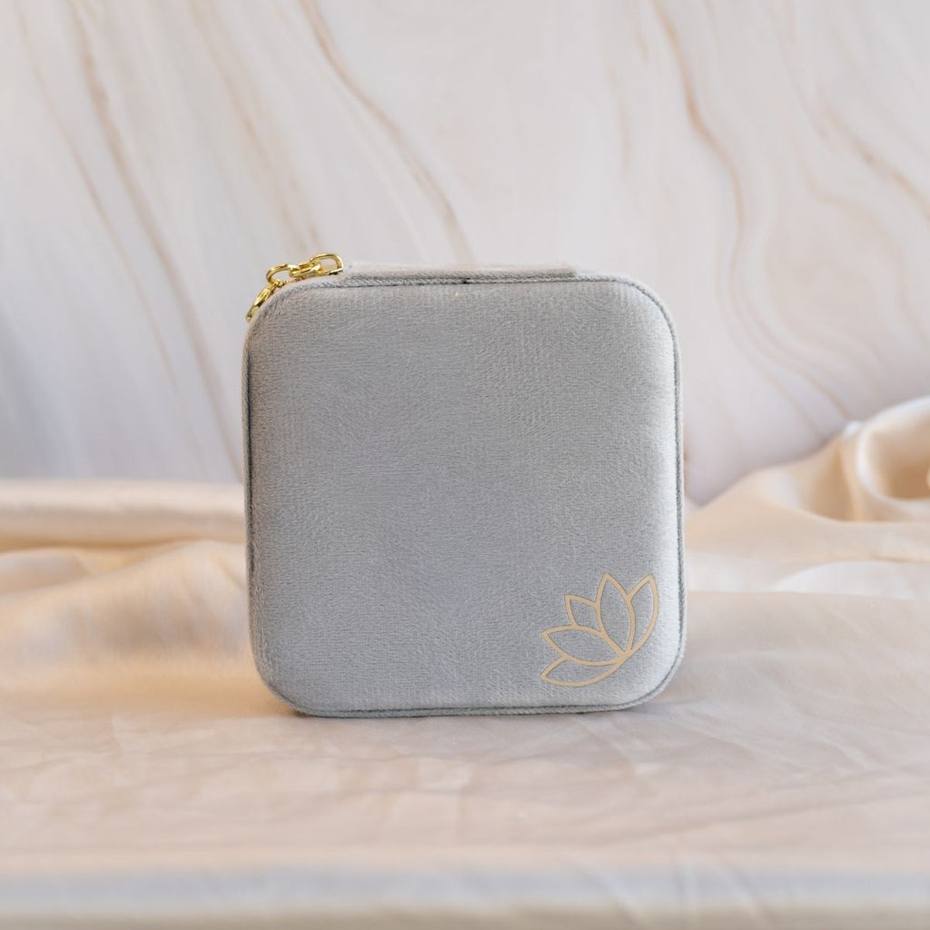 Large Grey Velvet Jewellery Box (Personalisation Available) - Terciany 