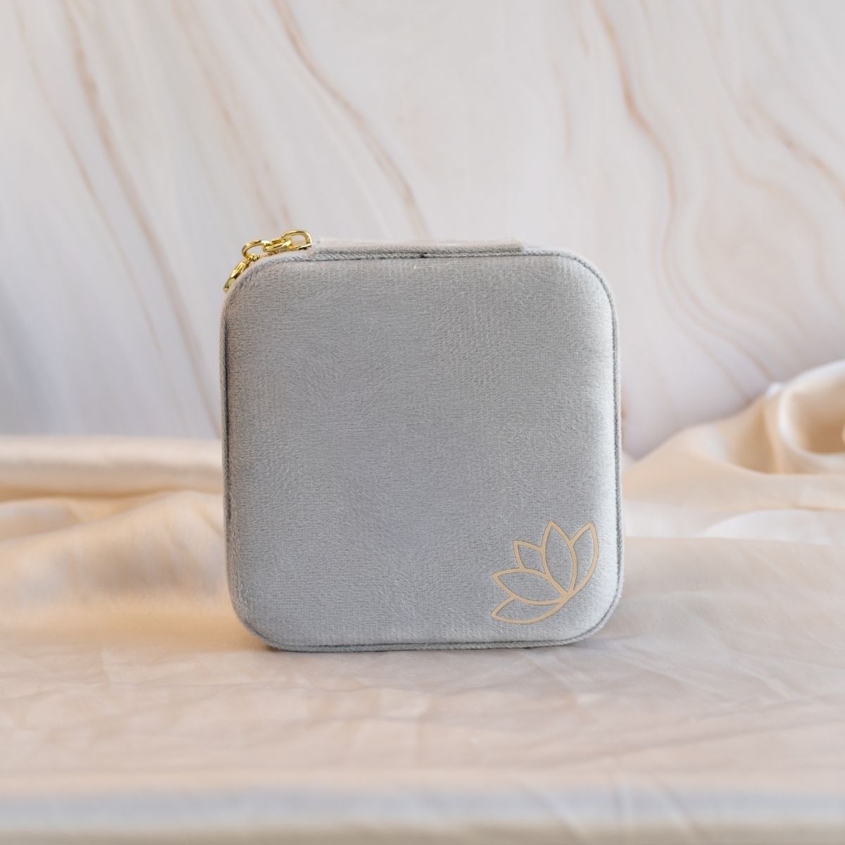 Large Grey Velvet Jewellery Box (Personalisation Available) - Terciany 