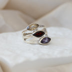 Three Teardrop shaped Semi Precious Statement ring - Terciany 