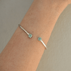 Sterling Silver Cuff Bangle With Semi Precious Stones - Terciany 