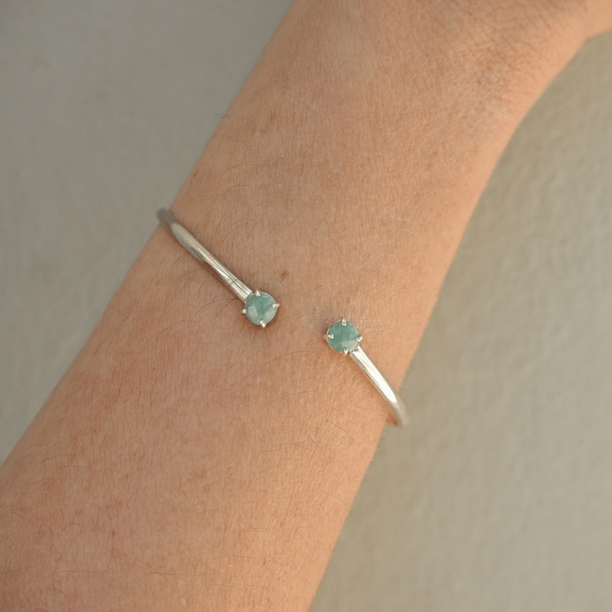 Gold cuff bangles with semi Precious stone ends