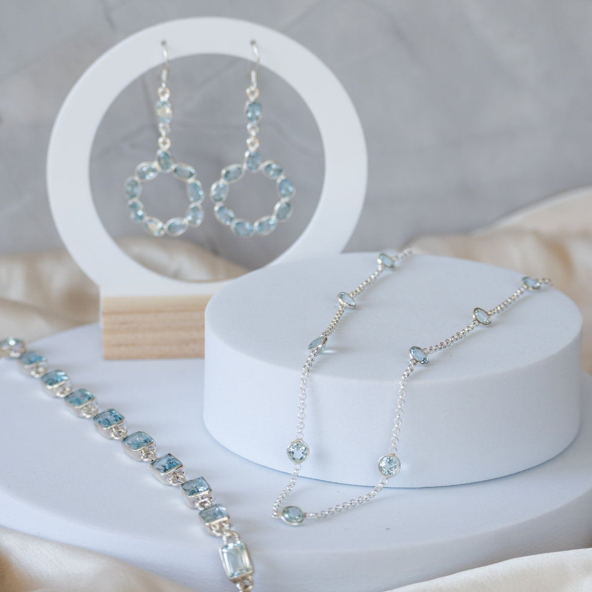 Blue Topaz Semi Precious stone necklace