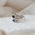 Three Teardrop shaped Semi Precious Statement ring - Terciany 