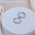 Silver showstopper huggy earrings with Cubic Pave - Terciany 