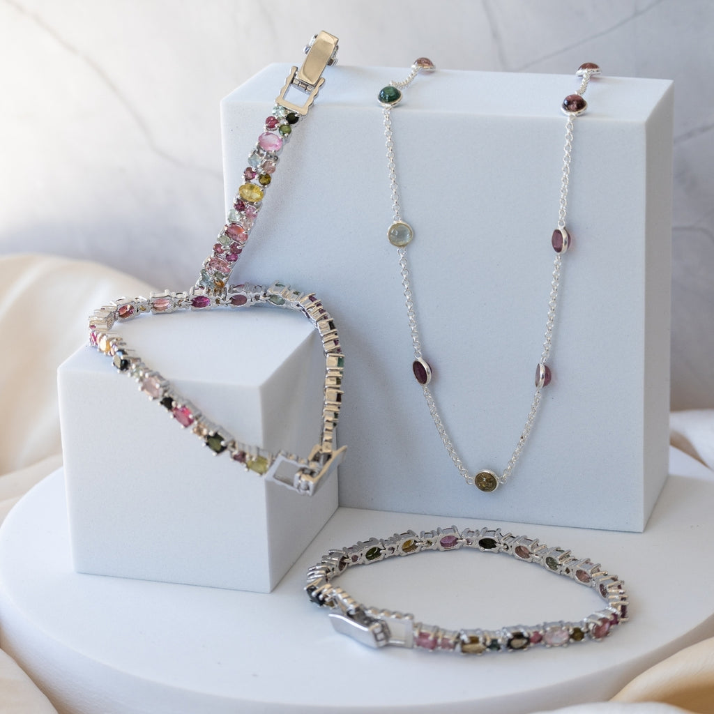 Tourmaline semi Precious stone tennis bracelet - Terciany 