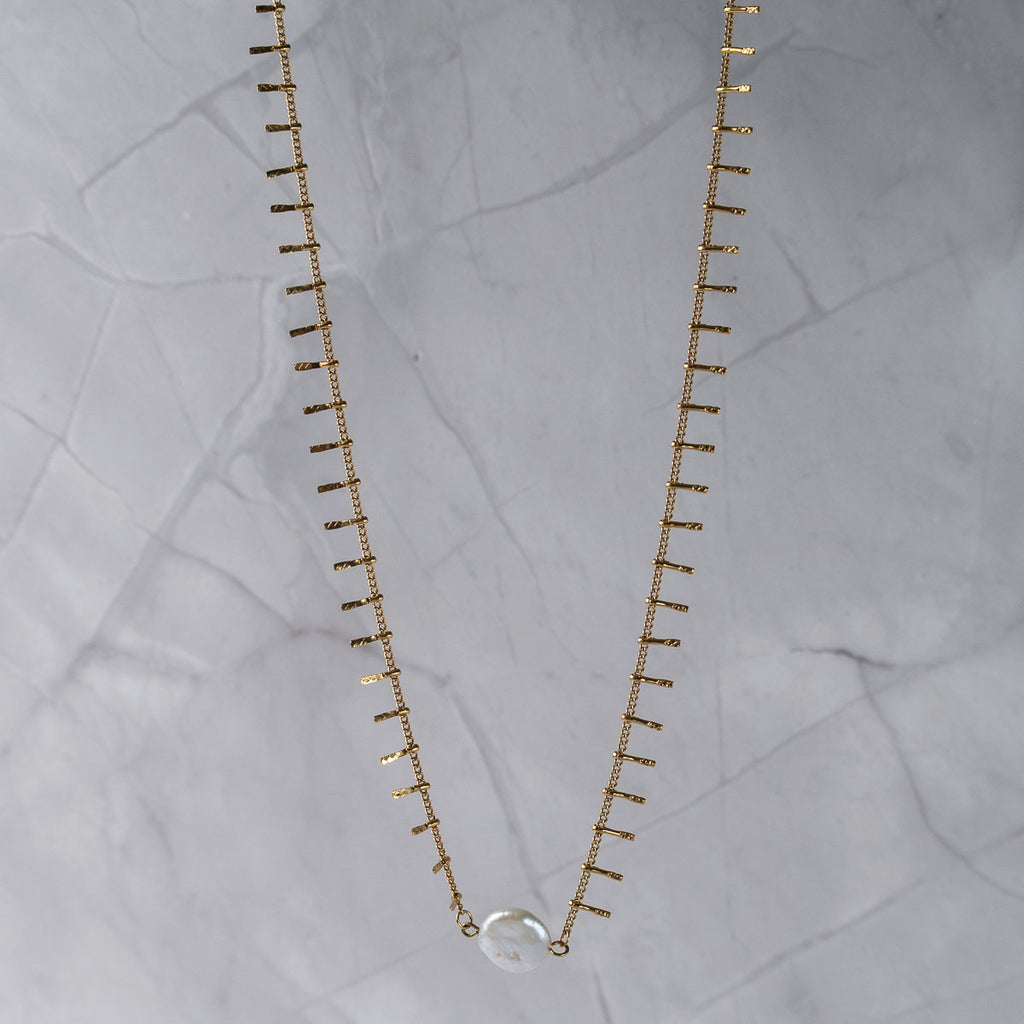 Coin Pearl Spike necklace