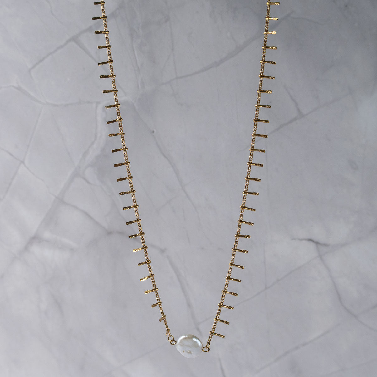Coin Pearl Spike necklace