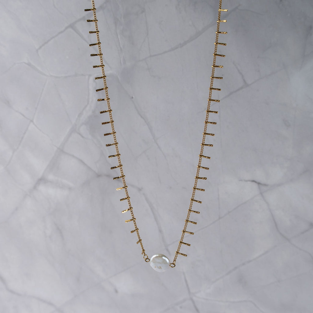 Coin Pearl Spike necklace