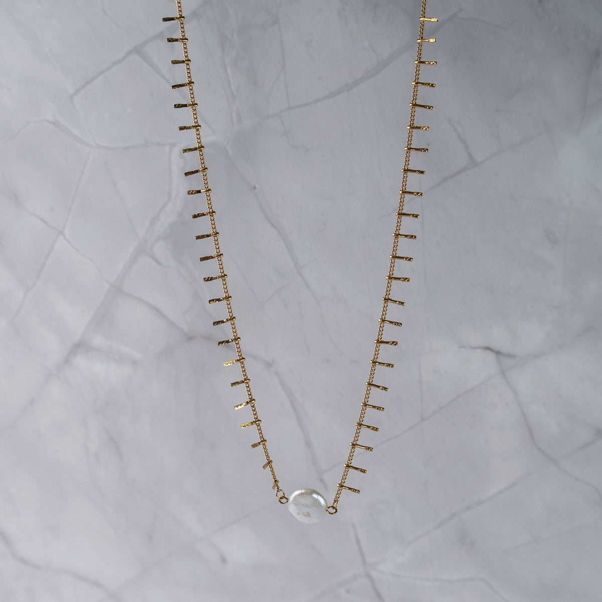 Coin Pearl Spike necklace