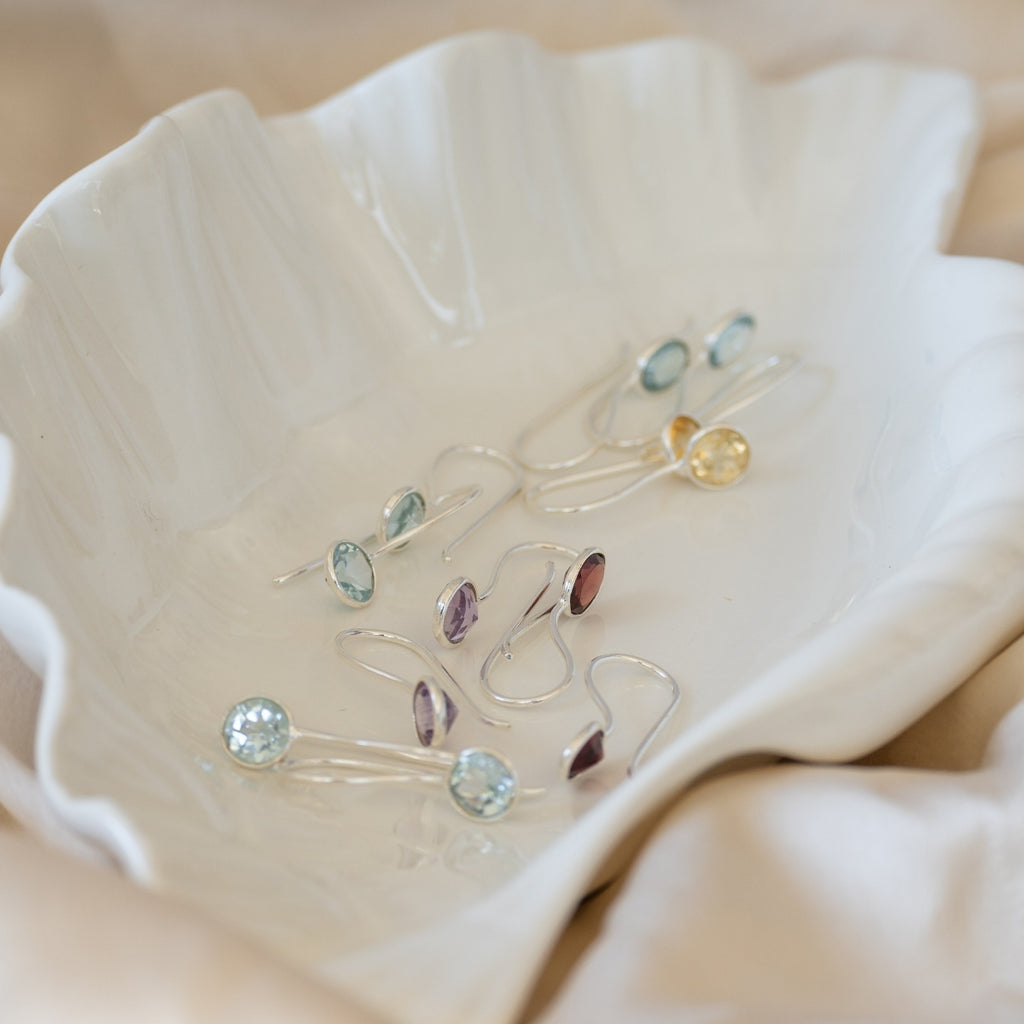 Citrine Semi Precious stone drop earrings - Terciany 