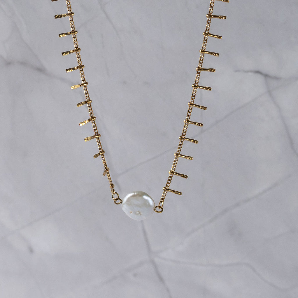 Coin Pearl Spike necklace