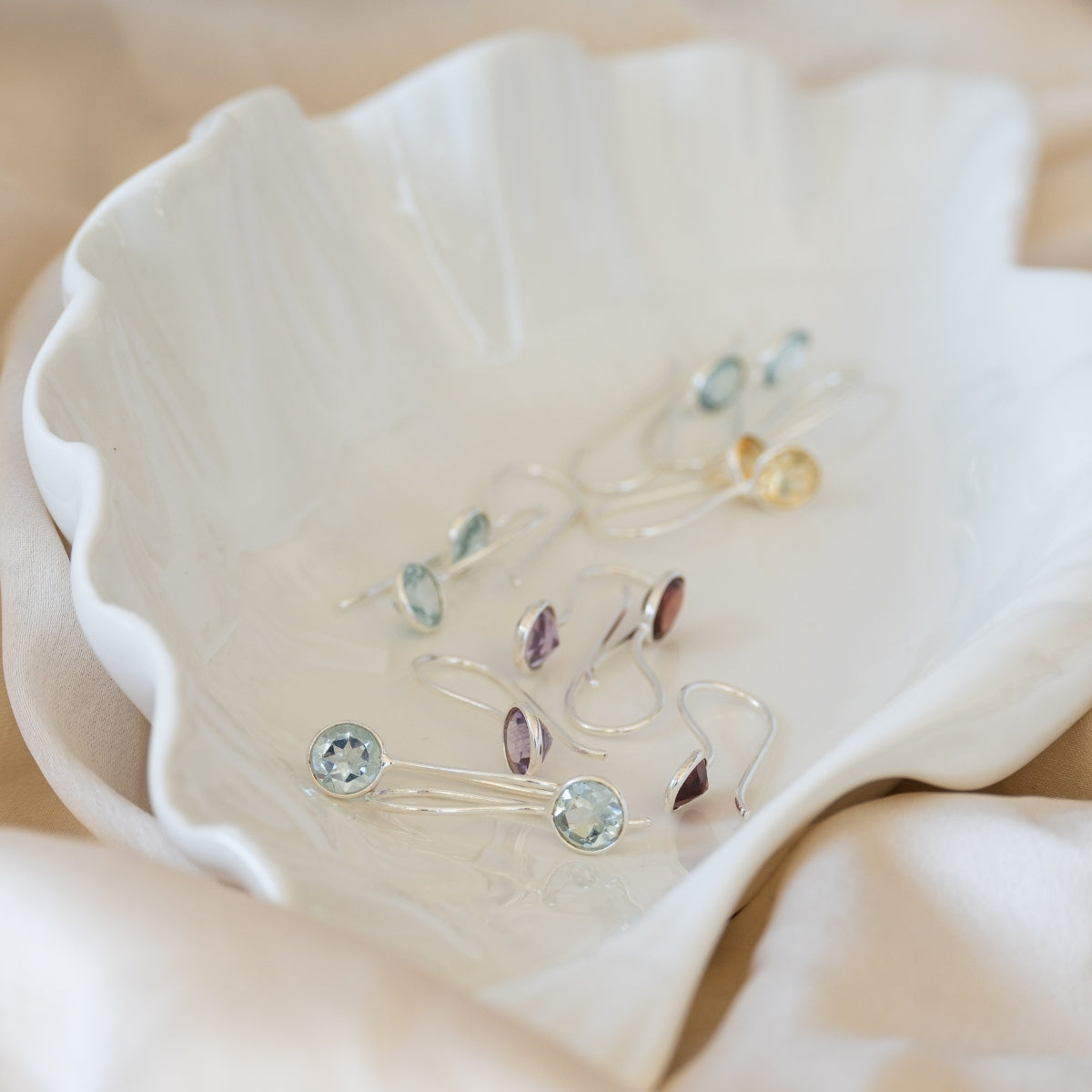 Blue Topaz Semi Precious Stone drop earrings - Terciany 