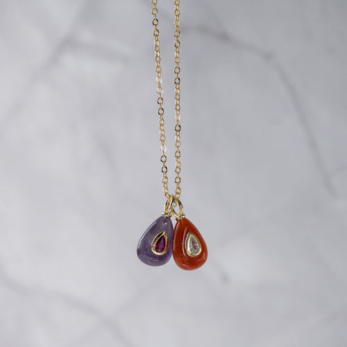 Red Agate Drop Necklace & Earrings Set - Terciany 