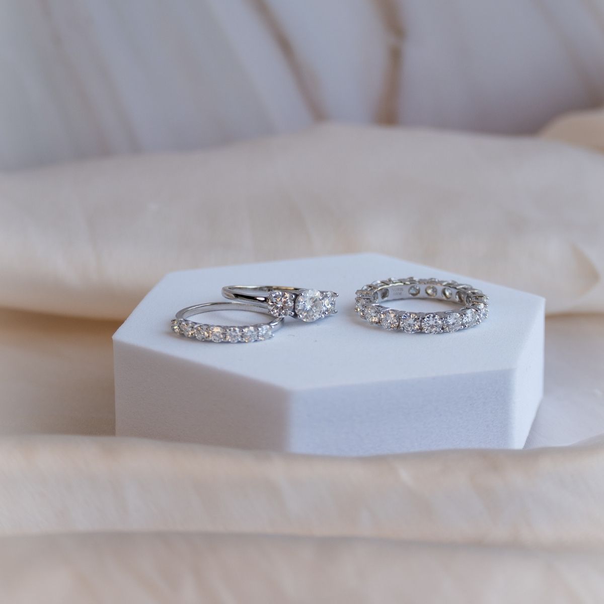 Statement ring with 6.5mm Moissanite stones (with GRA Certificate)