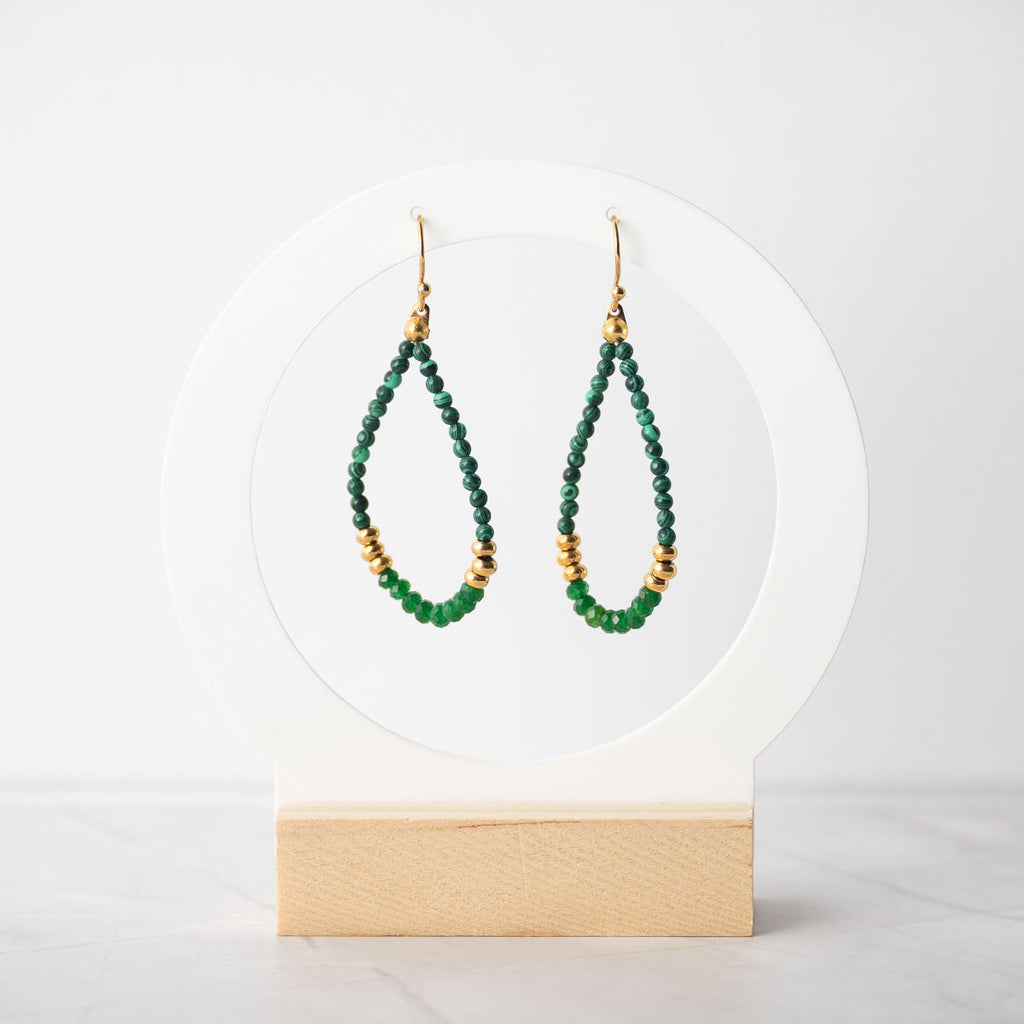 Green Onyx drop earrings